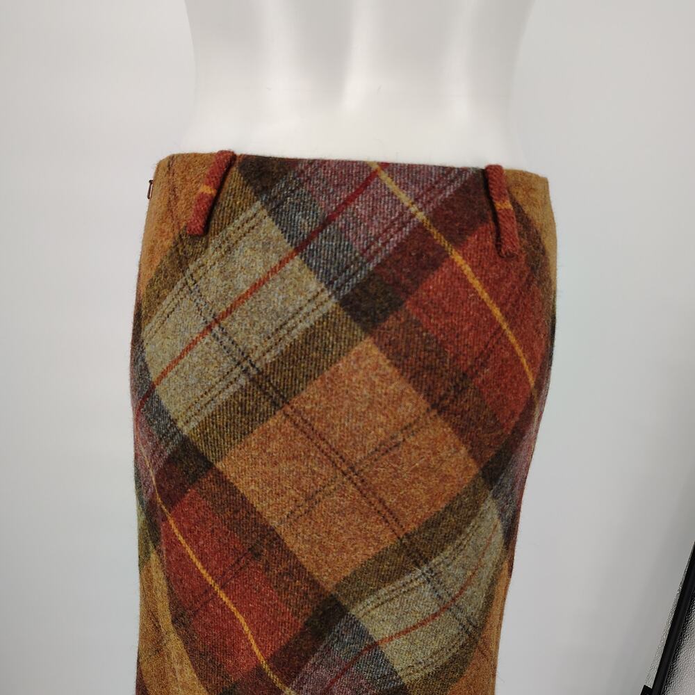 Ralph Lauren Wool Plaid Midi Skirt Size 4 Fall Bias Cut Vintage Style - Picture 11 of 16